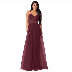 Azazie Arrisia Bridesmaid Dress in Cabernet Size 8